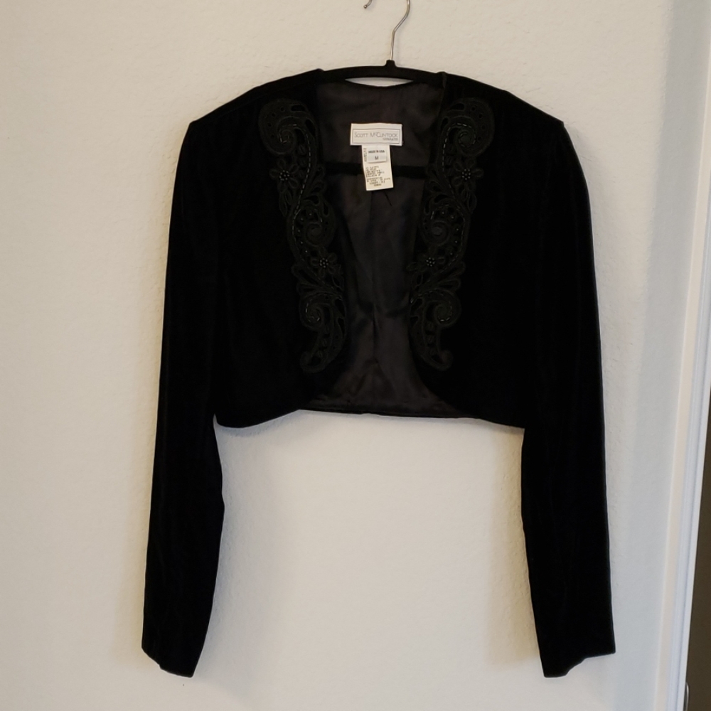 Scott McClintock Velvet Bolero Shrug with Lace